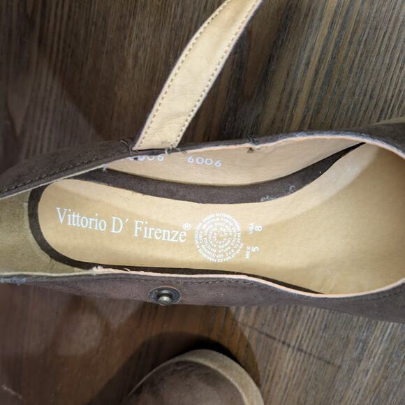 NWOB VITTORIO D' FIRENZE  Wedge Mary Jane Brown Size 8 - Picture 5 of 6